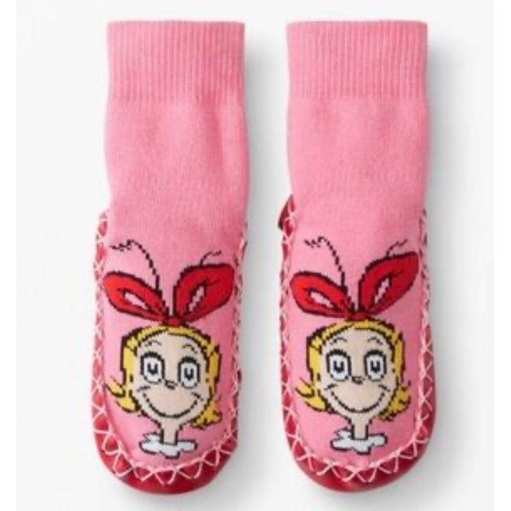 HANNA ANDERSSON |‎ NWOT Dr. Seuss Cindy Lou Who Moccasin Slipper Socks | 12-1Y
